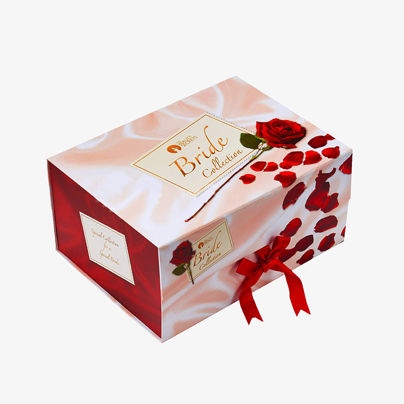 Collapsible Red Wedding Box with Ribbon